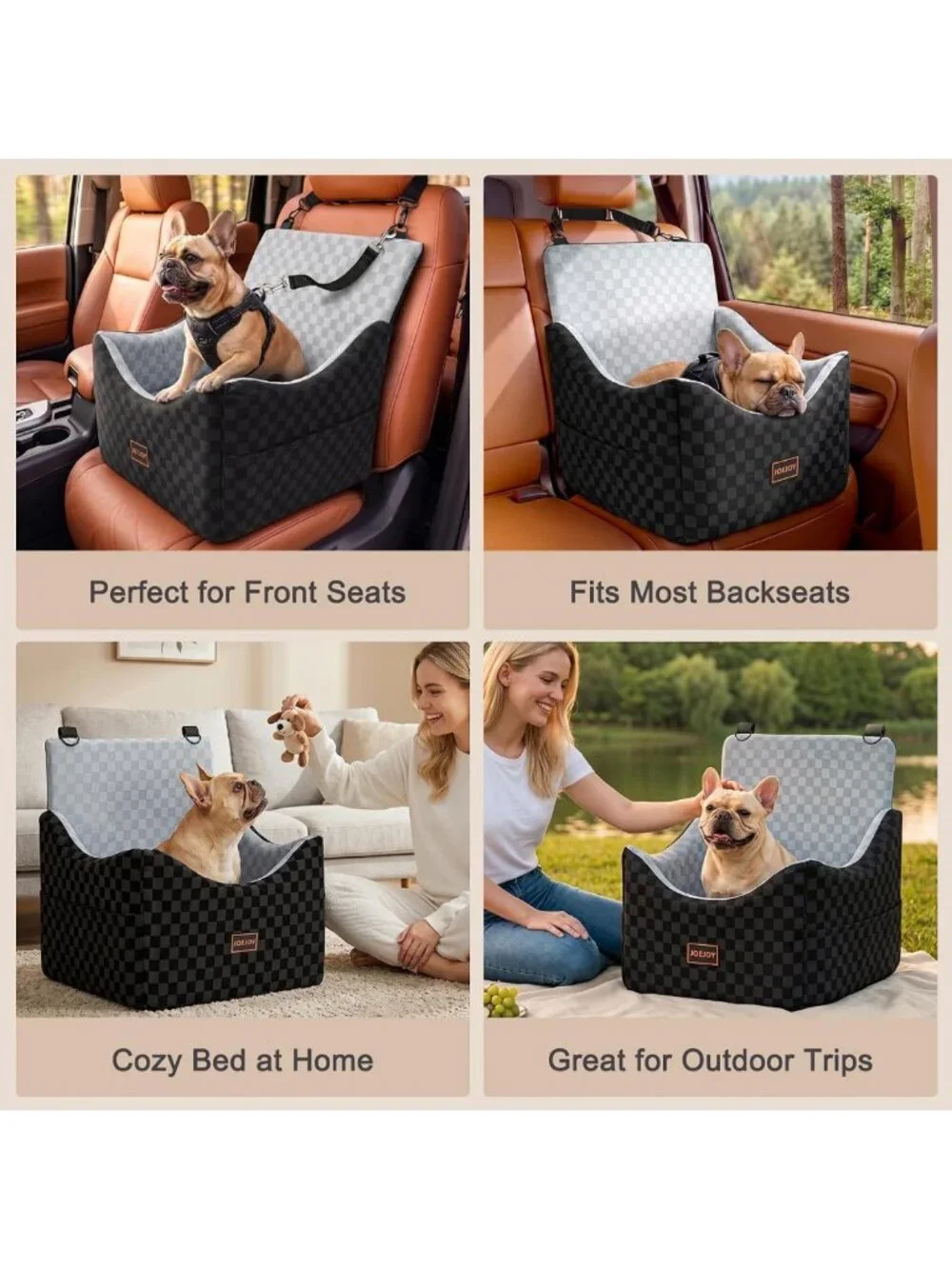 Elevated Dog Car Seat for Small/Medium Dogs, Memory Foam Booster, Washable
